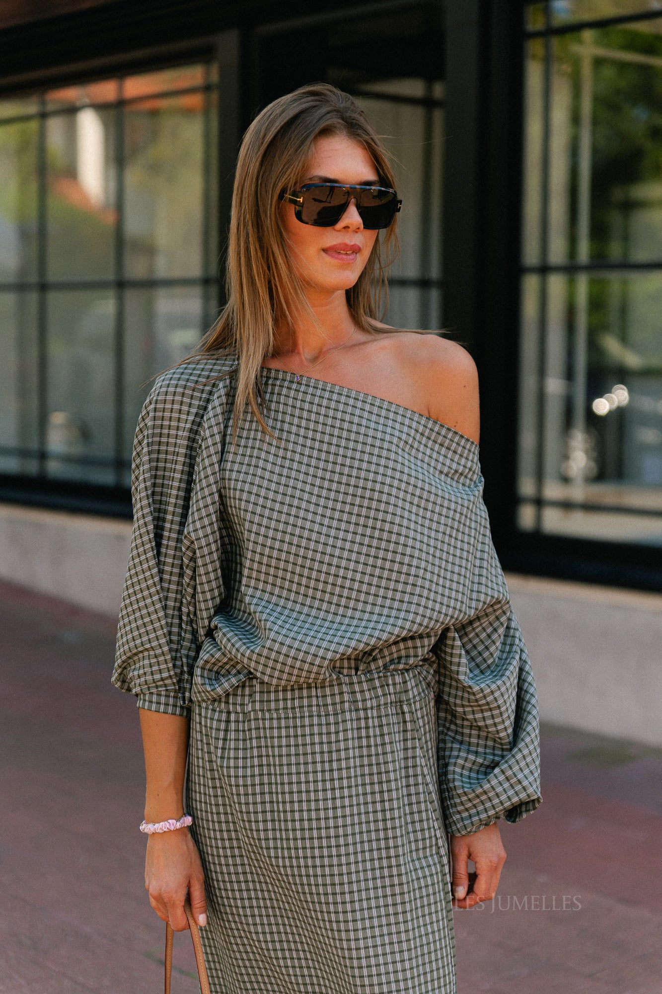 Cosette checkered blouse khaki