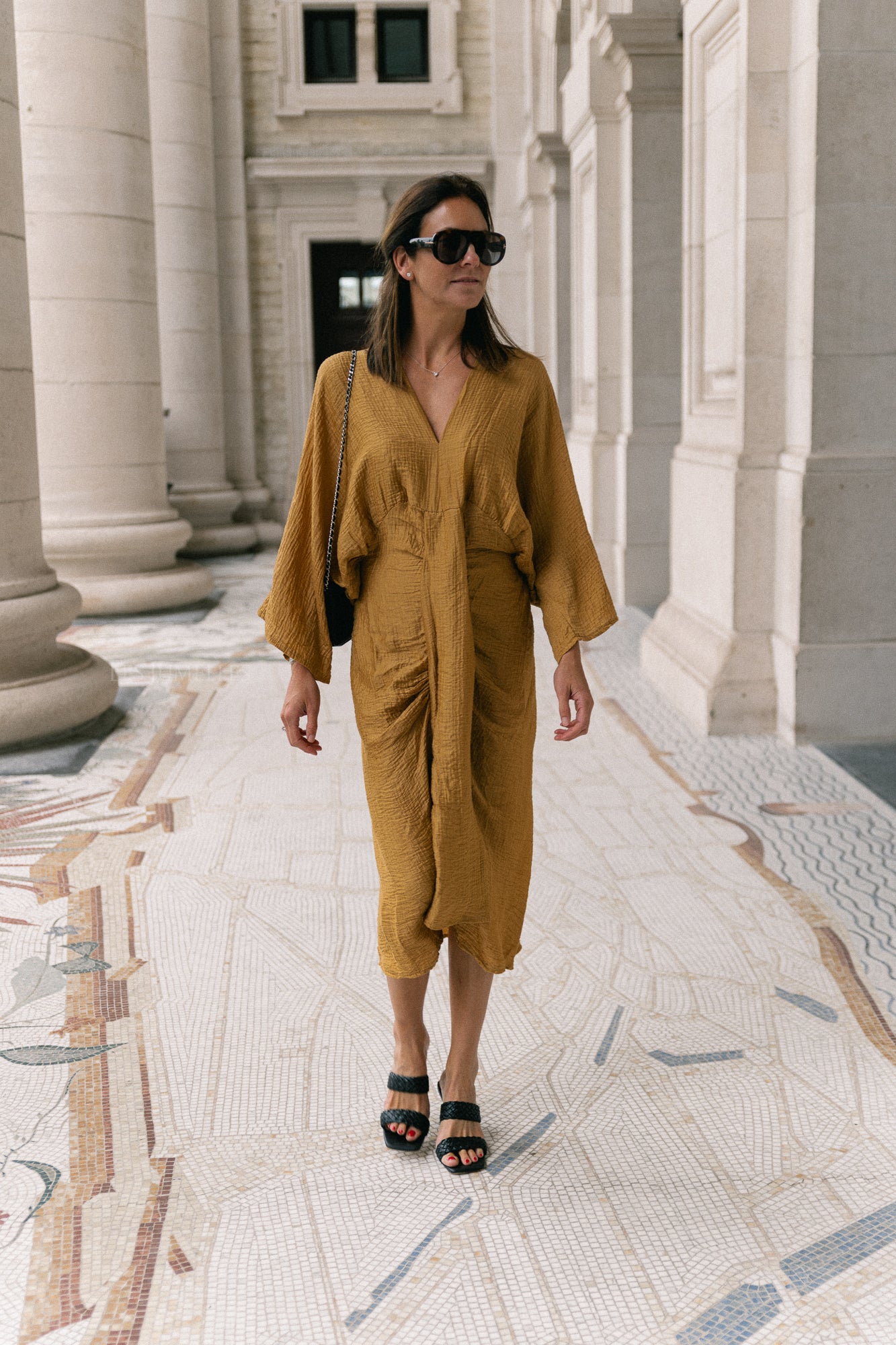 Robe longue Helen ocre