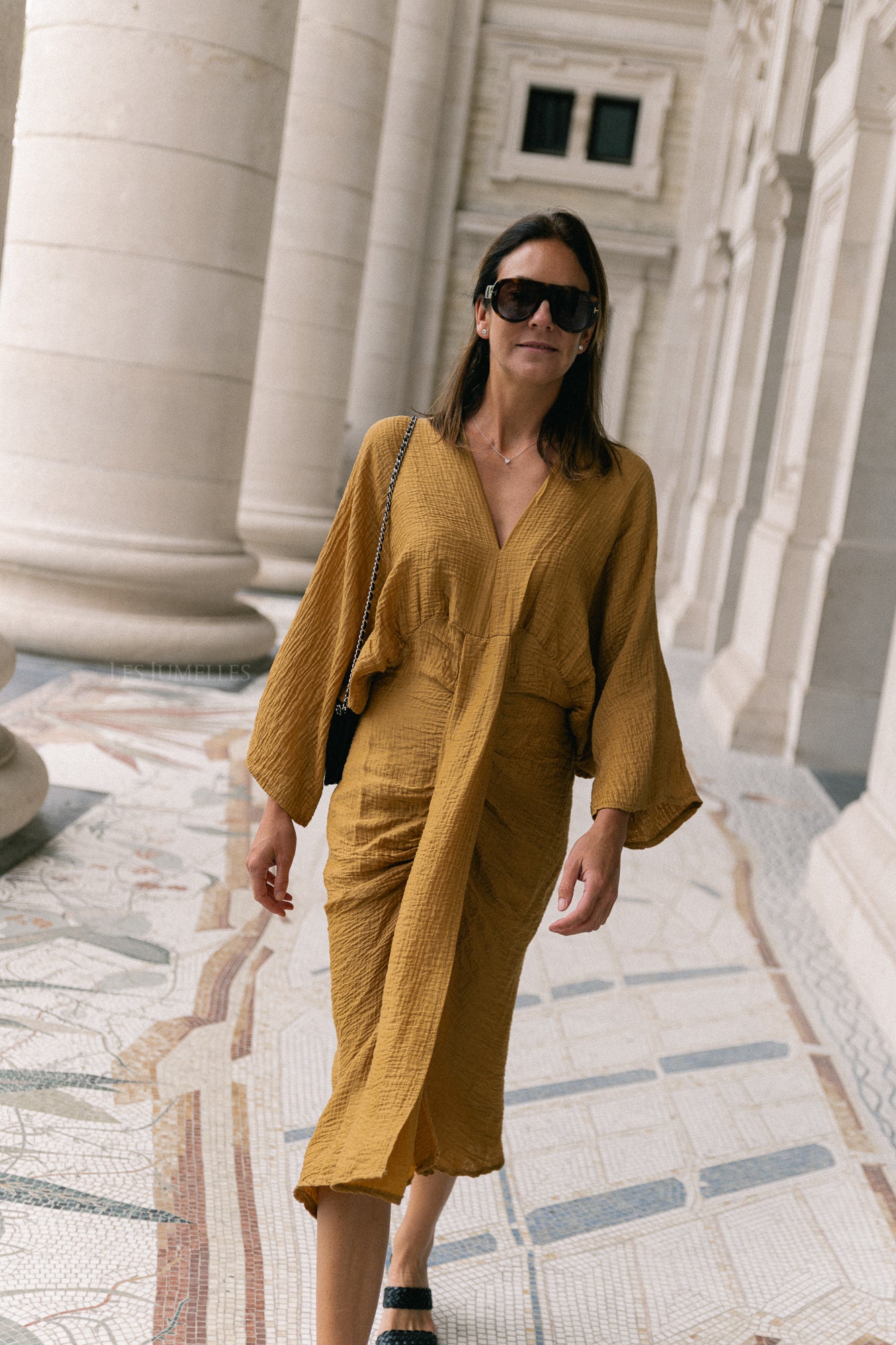 Robe longue Helen ocre