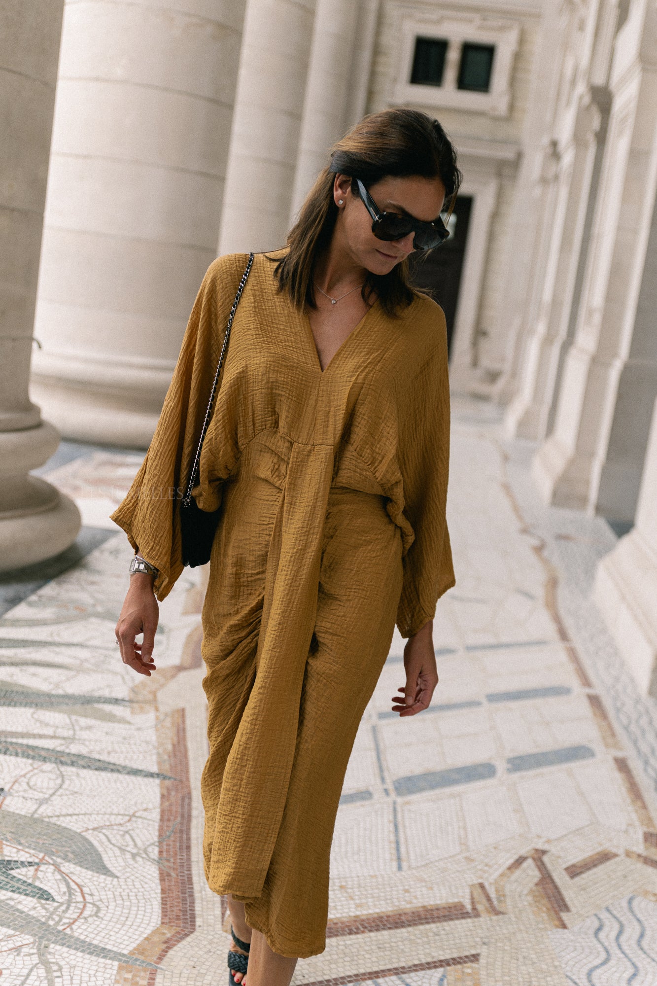 Robe longue Helen ocre