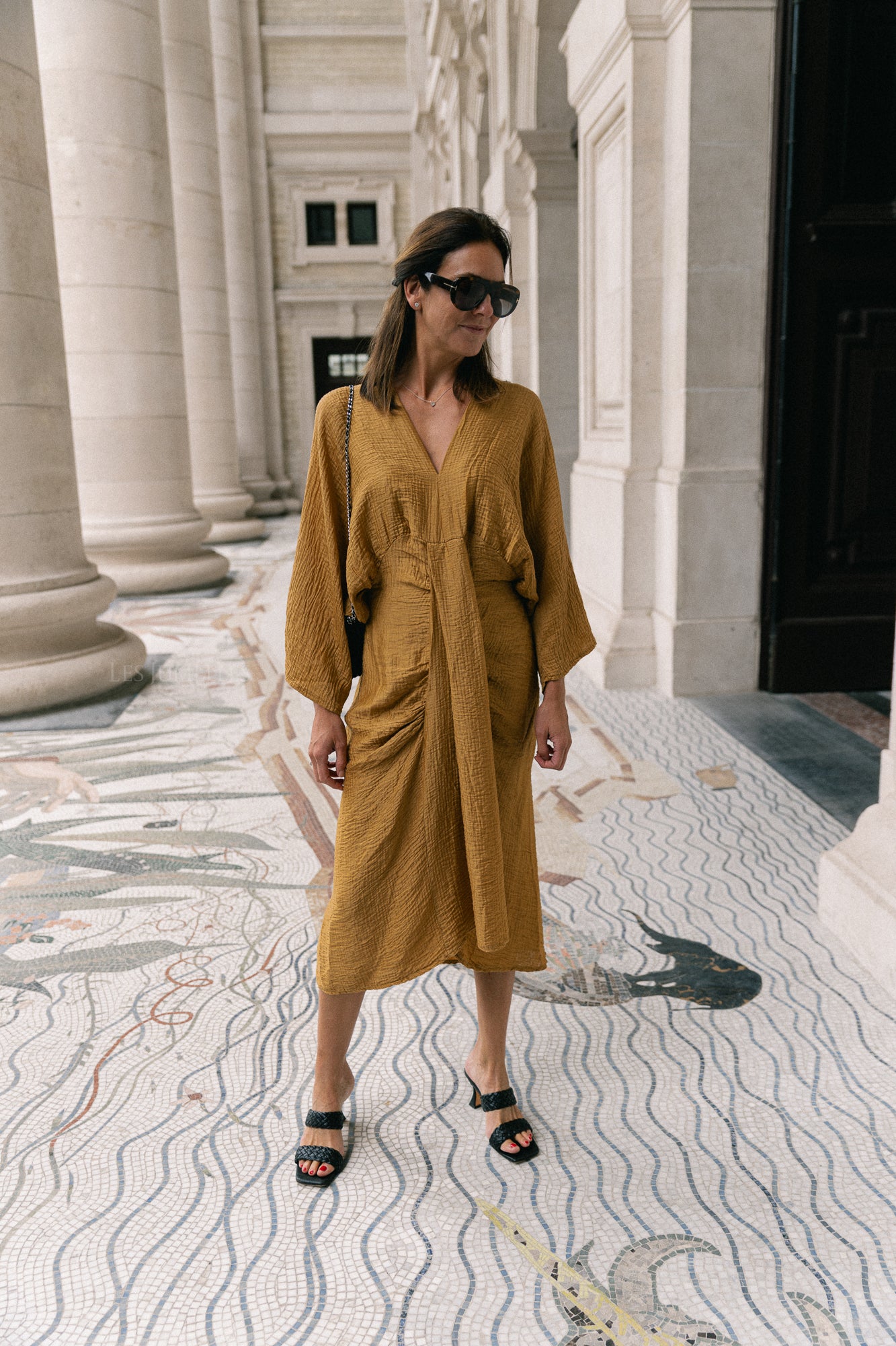 Robe longue Helen ocre