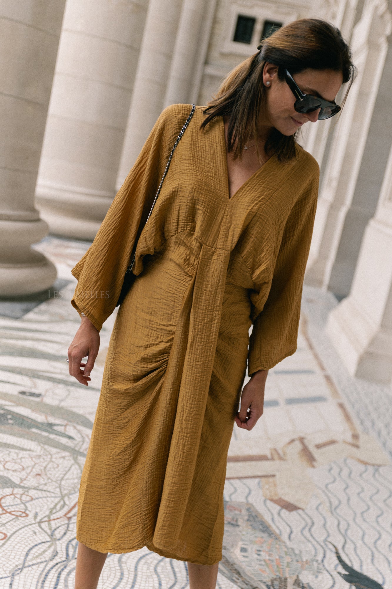 Robe longue Helen ocre