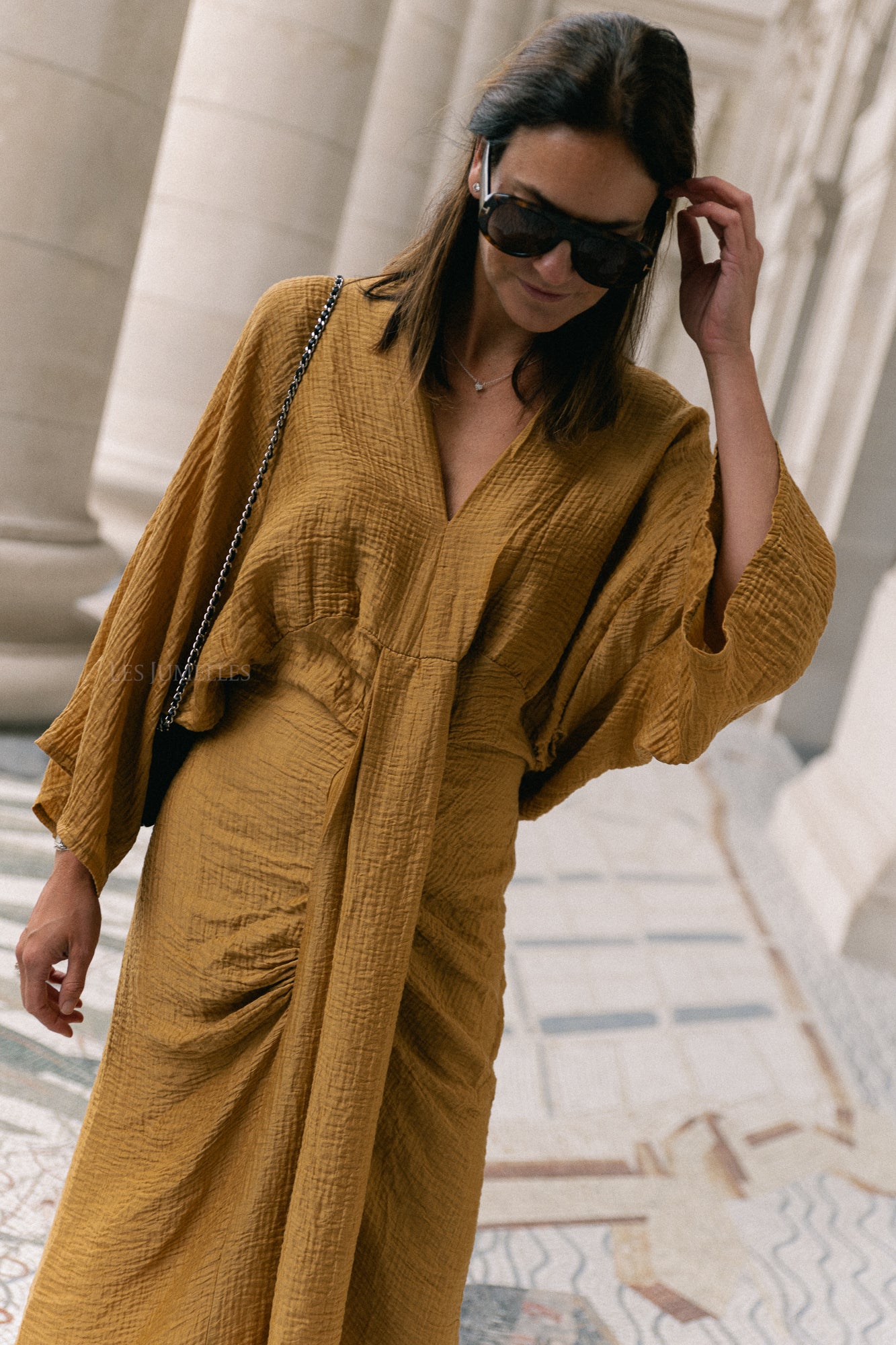 Robe longue Helen ocre