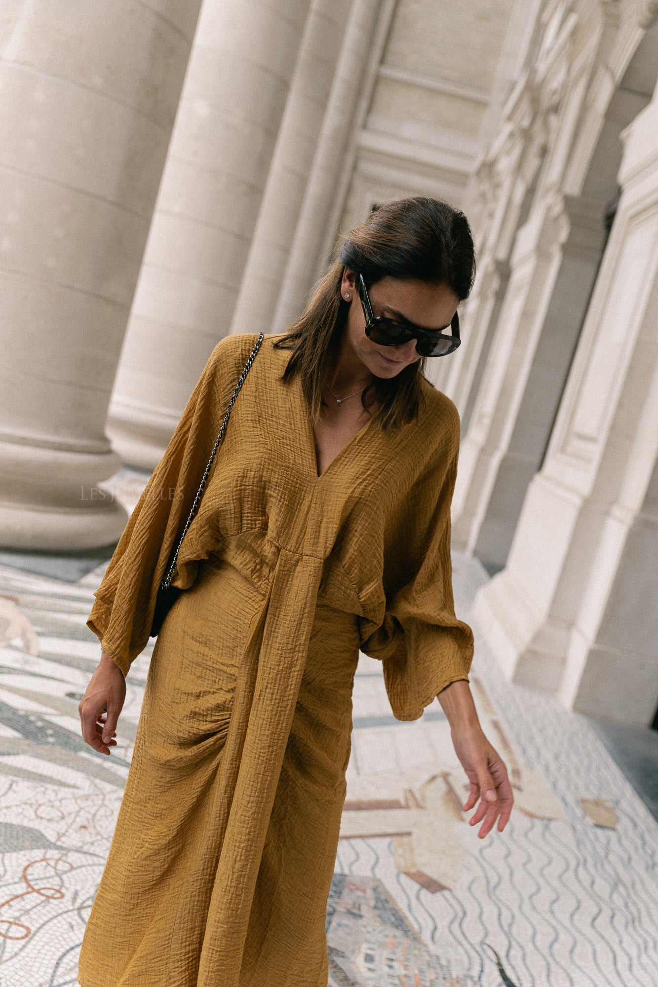 Robe longue Helen ocre