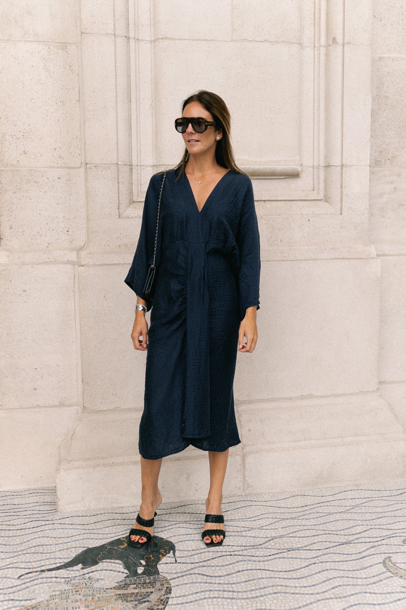 Robe longue Helen bleu marine