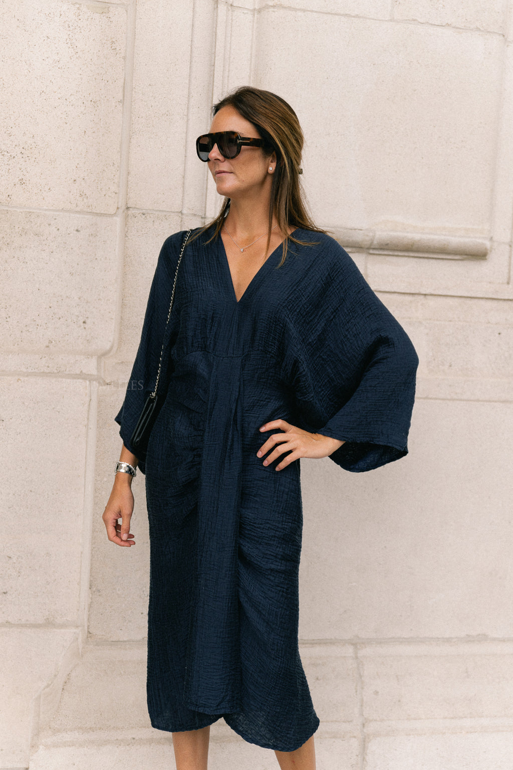 Robe longue Helen bleu marine