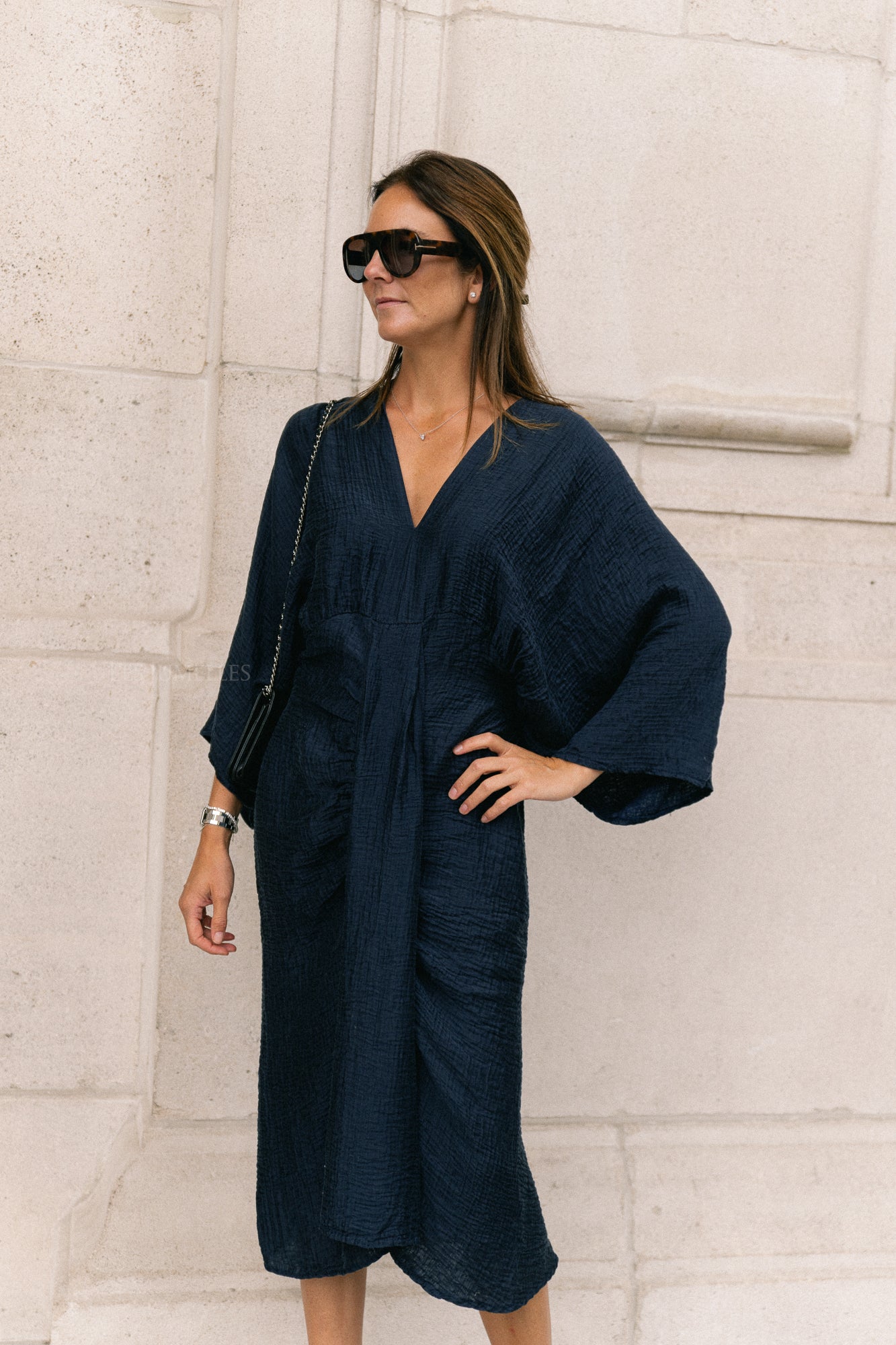 Robe longue Helen bleu marine