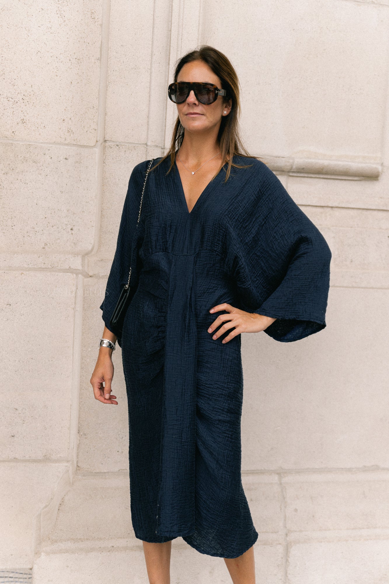 Robe longue Helen bleu marine