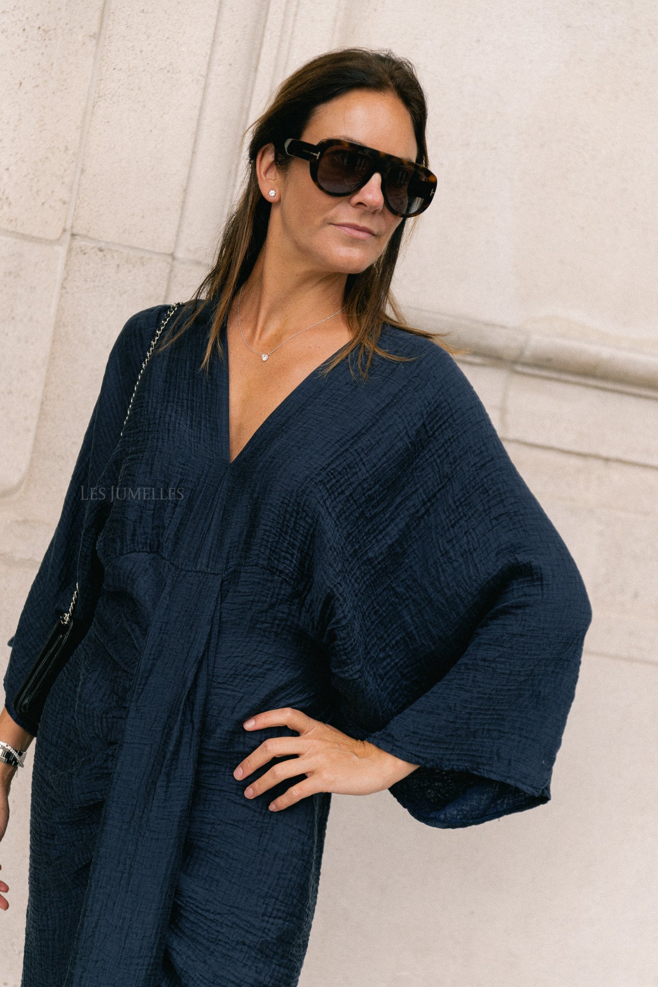 Robe longue Helen bleu marine