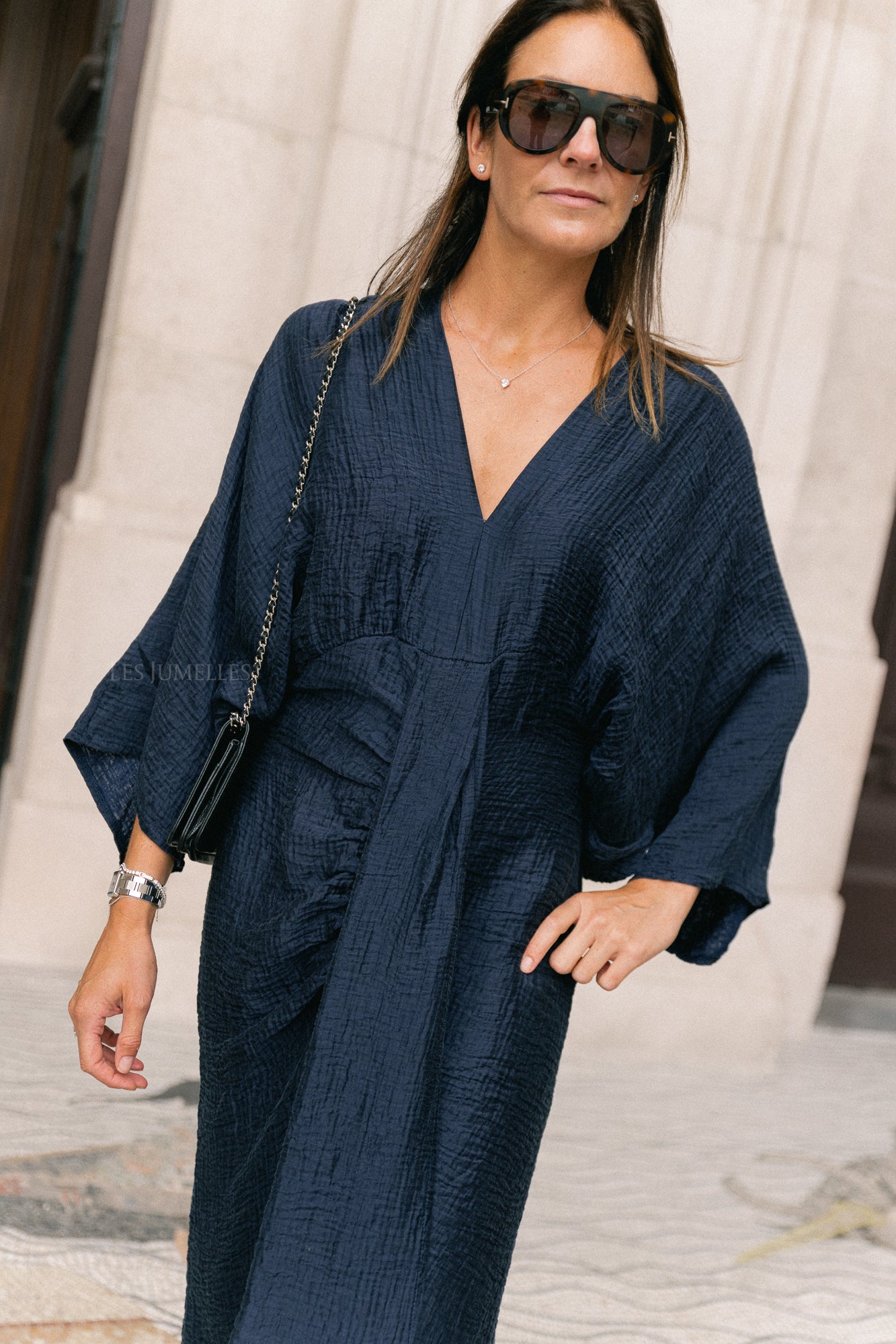 Robe longue Helen bleu marine
