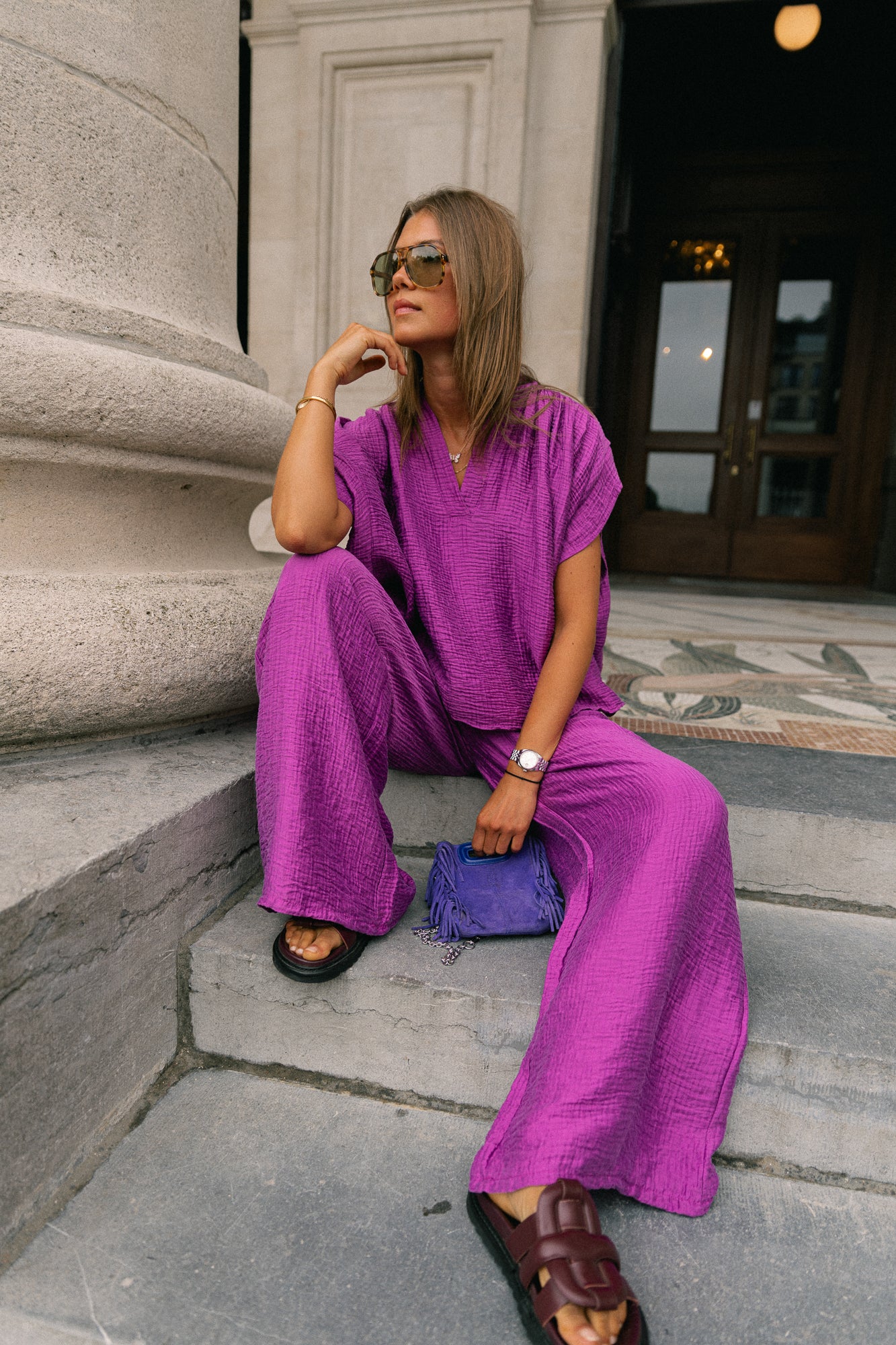 Celia wide pants magenta