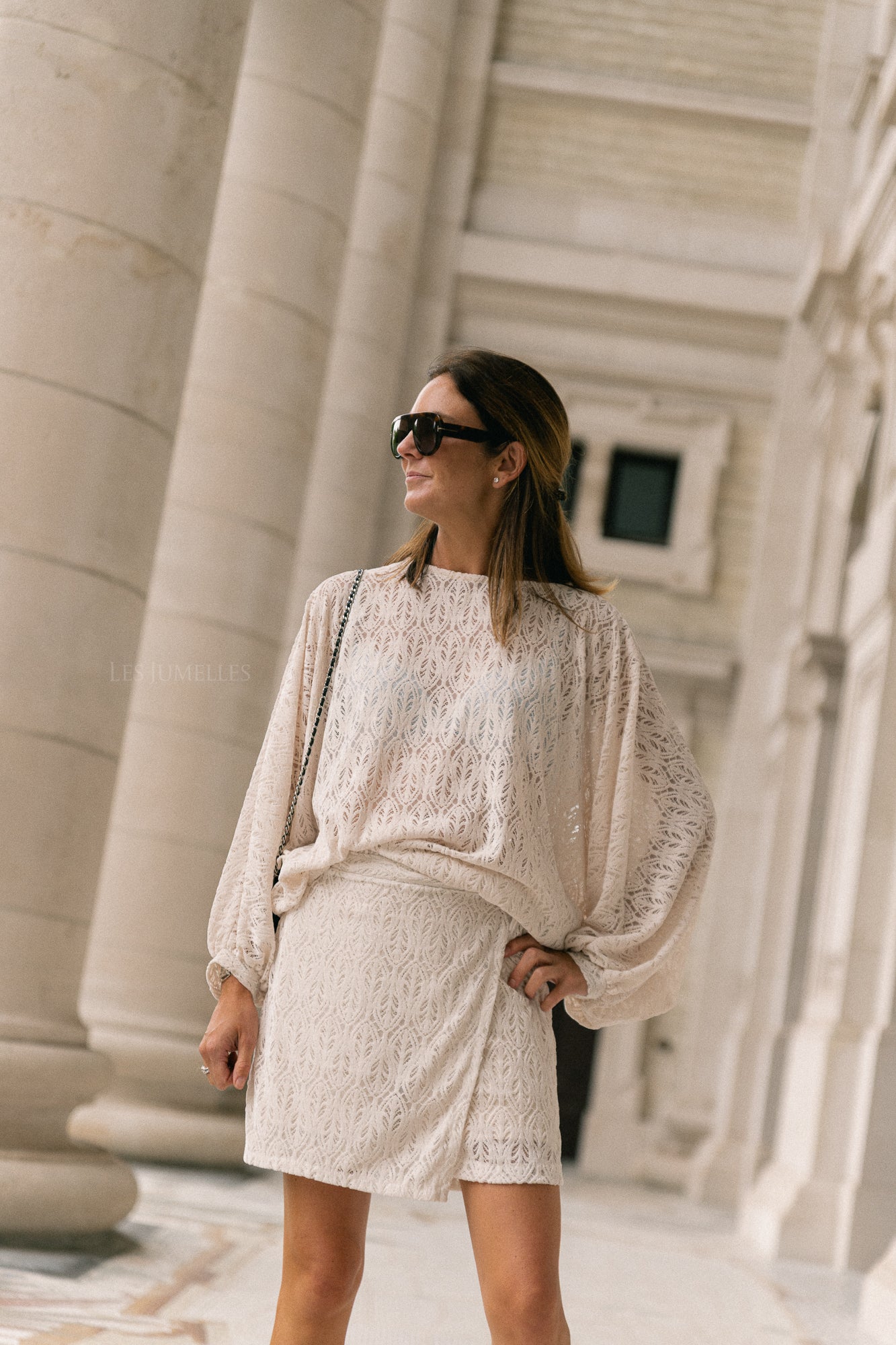 Noëlle LS velvet blouse ecru
