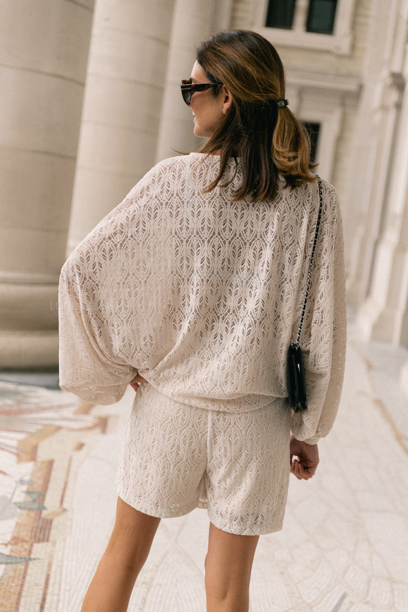 Noëlle LS velvet blouse ecru