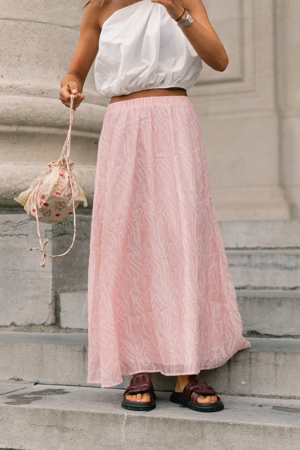 VIRoja HW ankle skirt pink nectar/jacquard