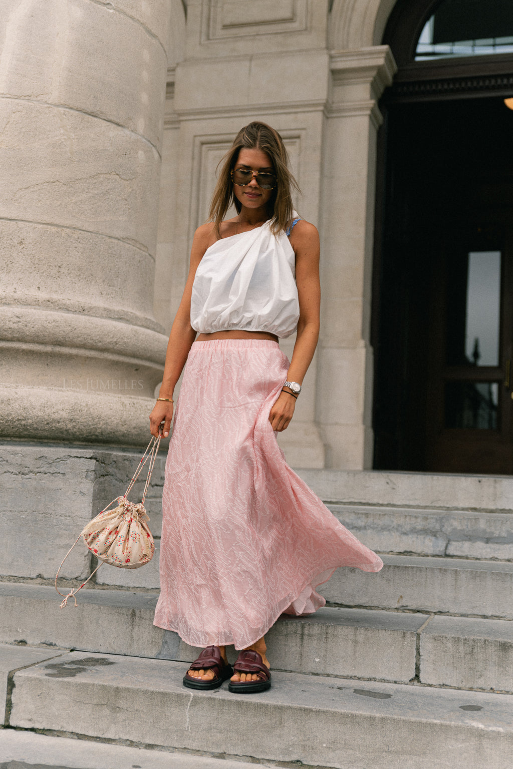 VIRoja HW ankle skirt pink nectar/jacquard