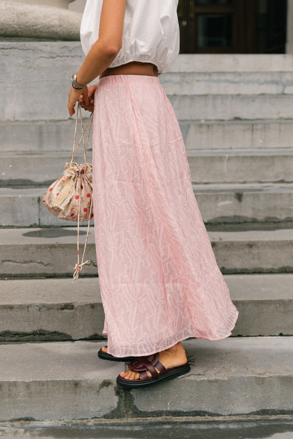 VIRoja HW ankle skirt pink nectar/jacquard