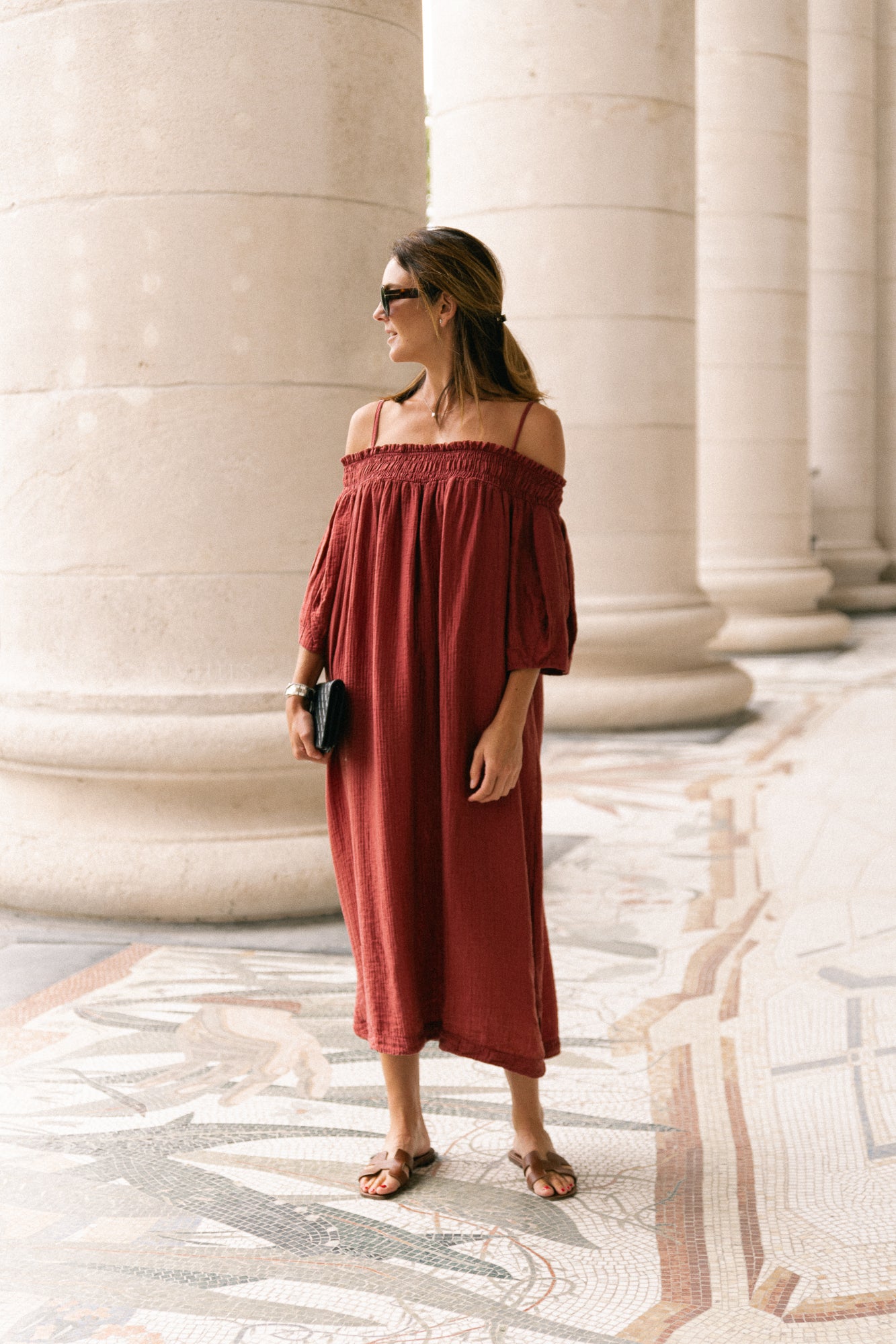 Judith Off-Shoulder-Kleid Weinrot