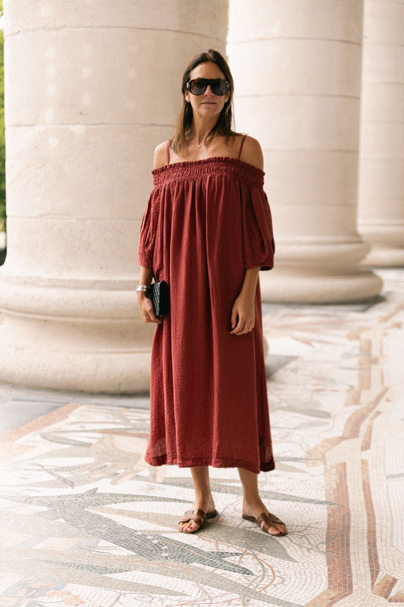 Judith Off-Shoulder-Kleid Weinrot