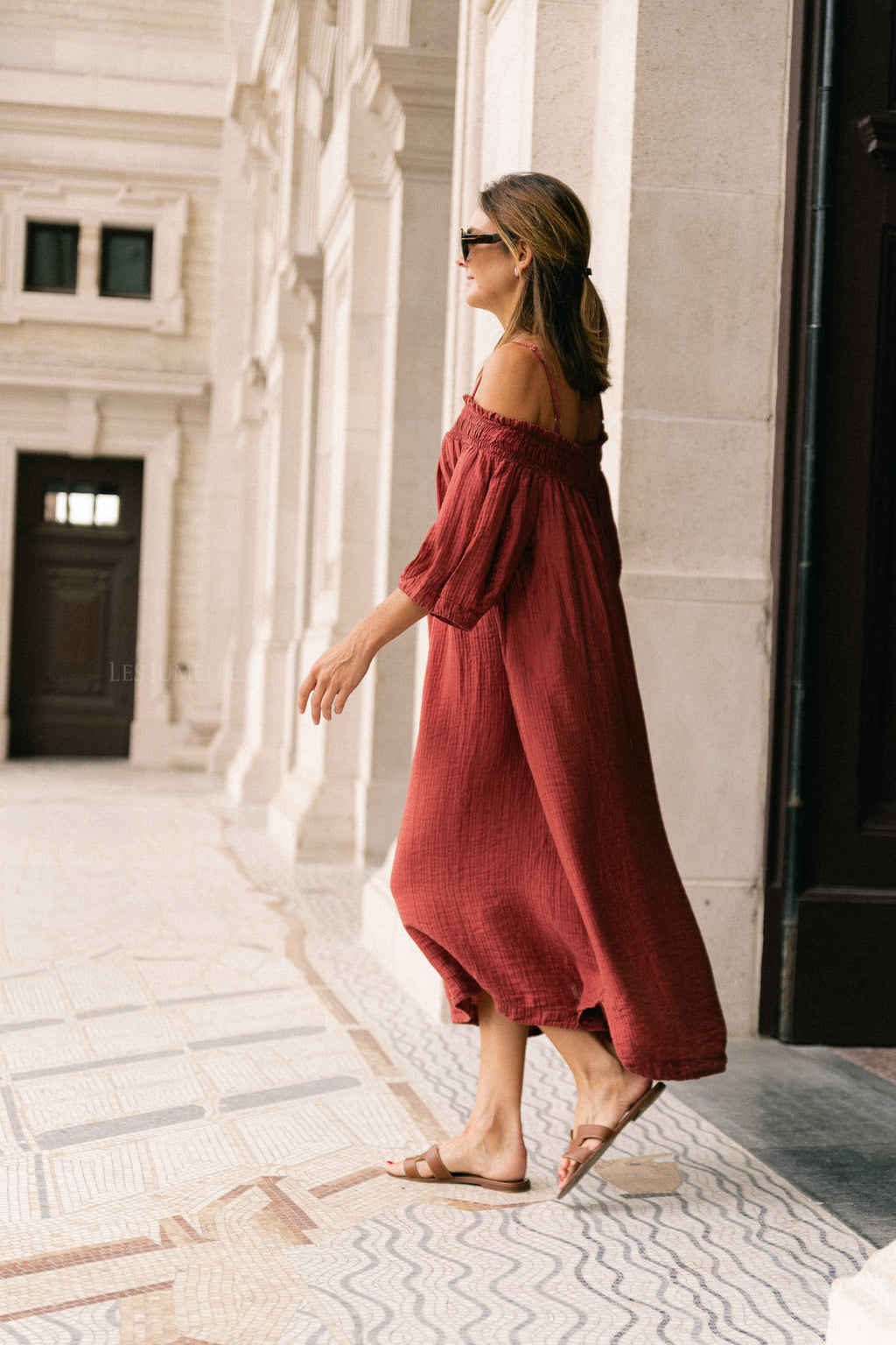 Judith Off-Shoulder-Kleid Weinrot