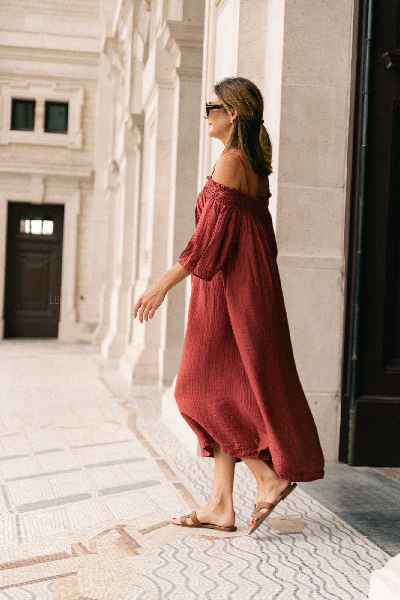 Judith Off-Shoulder-Kleid Weinrot