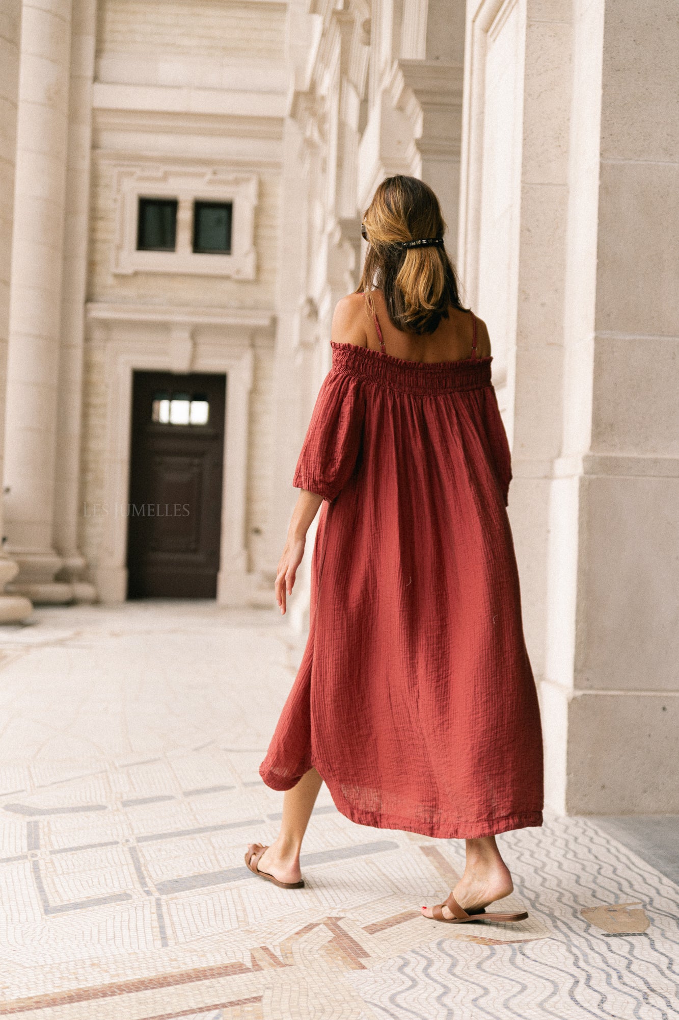 Judith Off-Shoulder-Kleid Weinrot