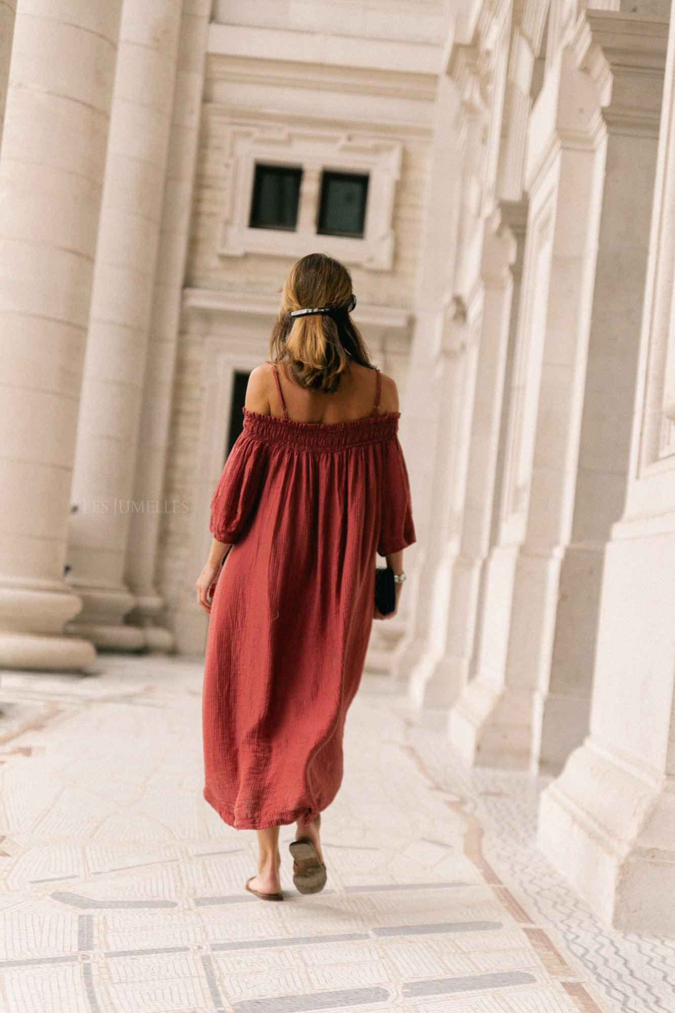 Judith Off-Shoulder-Kleid Weinrot