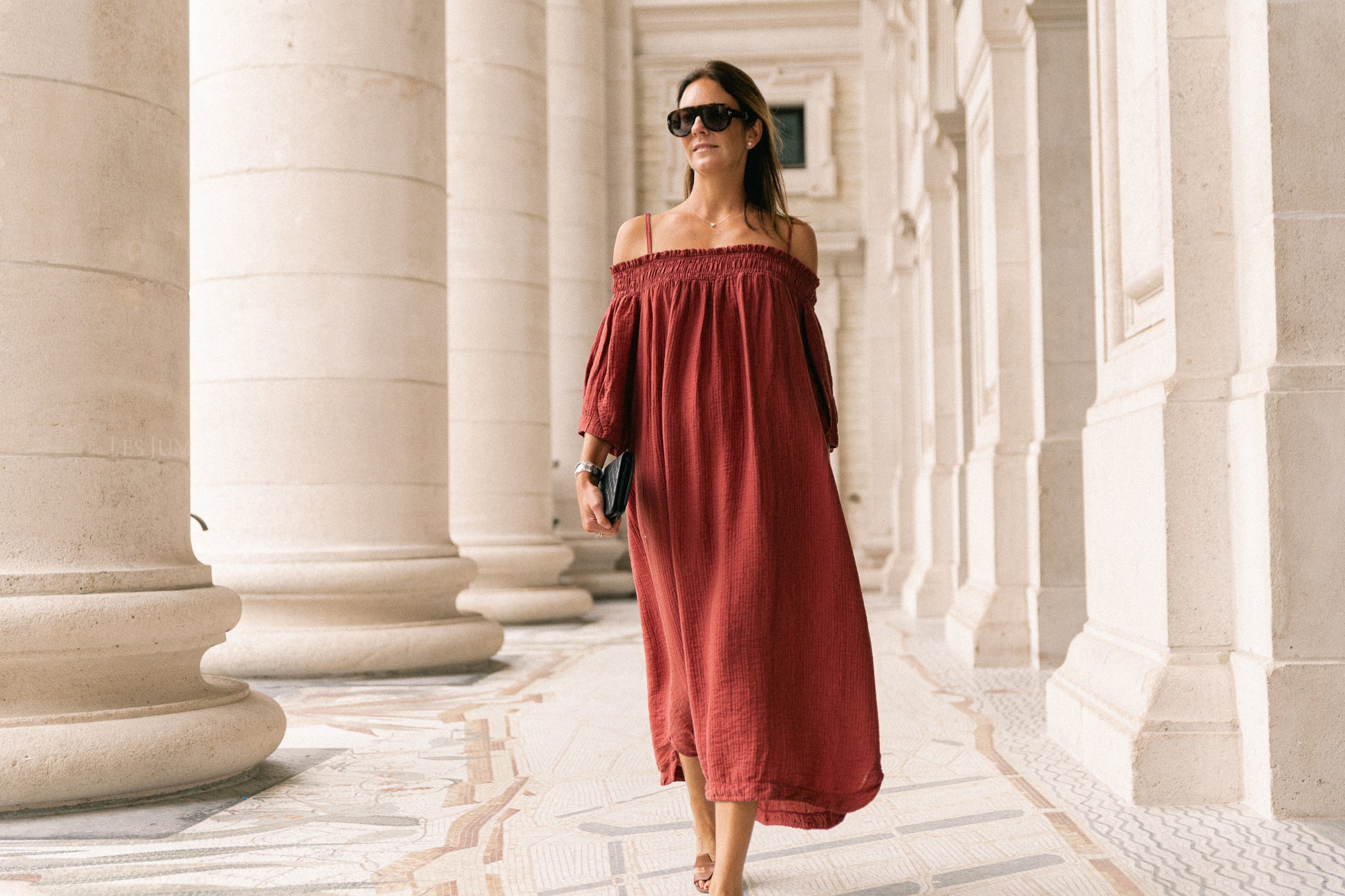 Judith Off-Shoulder-Kleid Weinrot