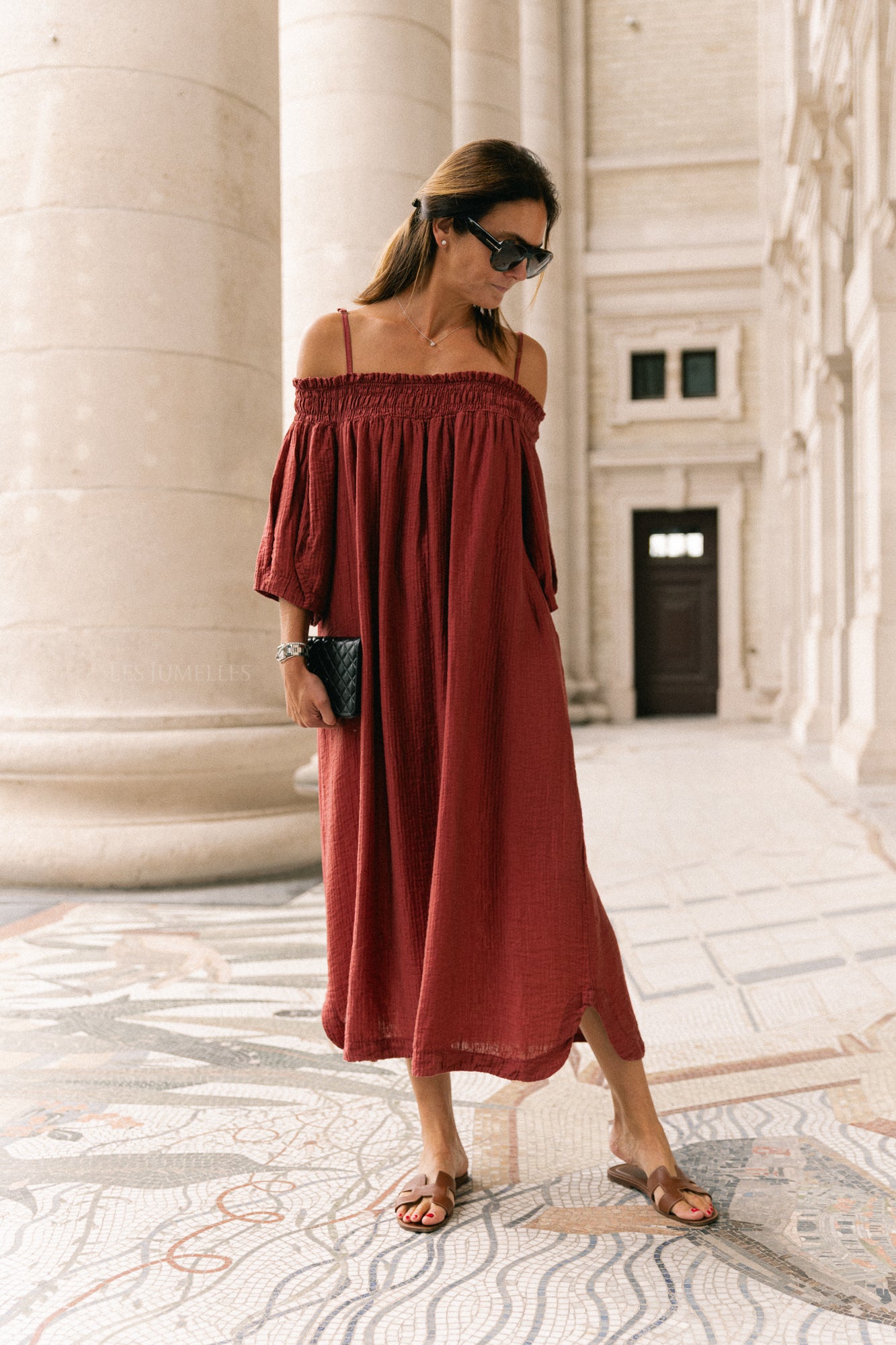 Judith Off-Shoulder-Kleid Weinrot