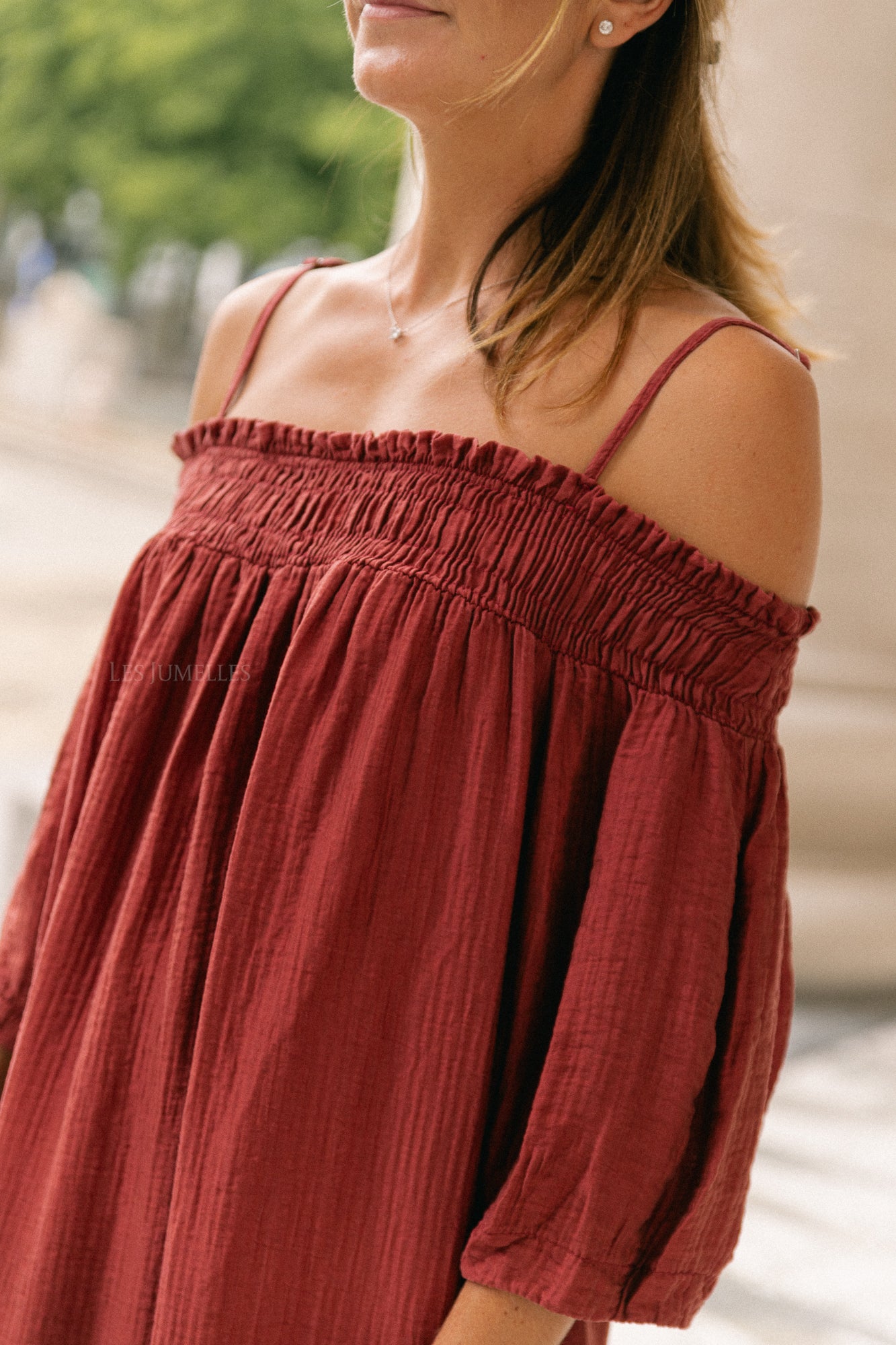 Judith Off-Shoulder-Kleid Weinrot