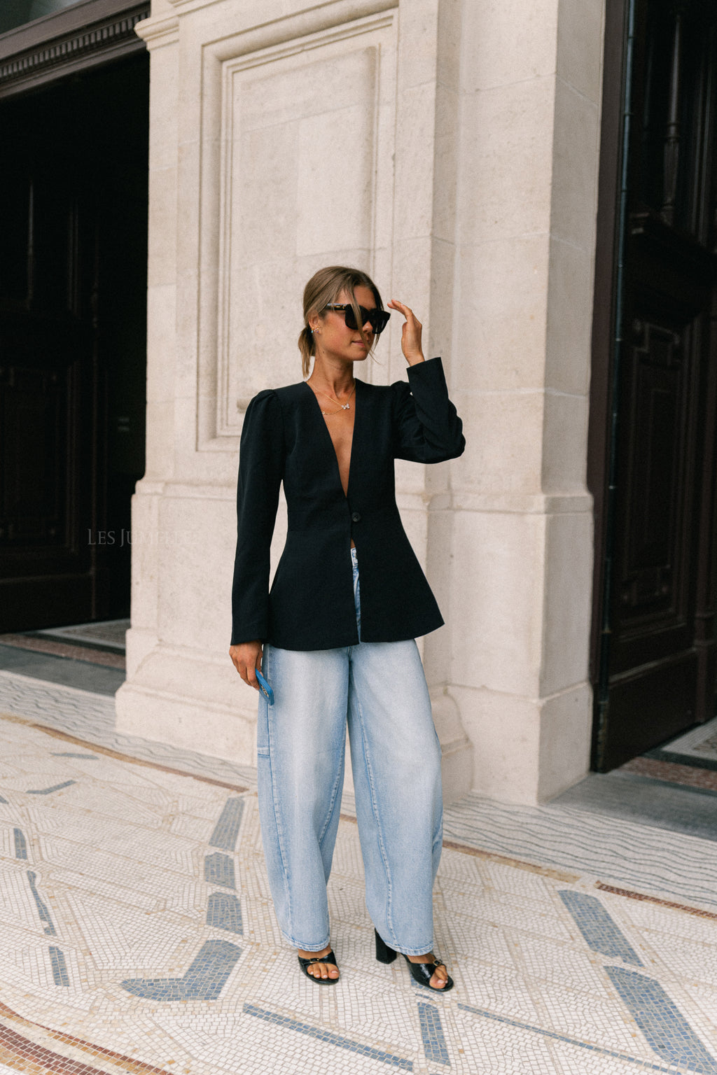 VIRasa LS cinched waist blazer black