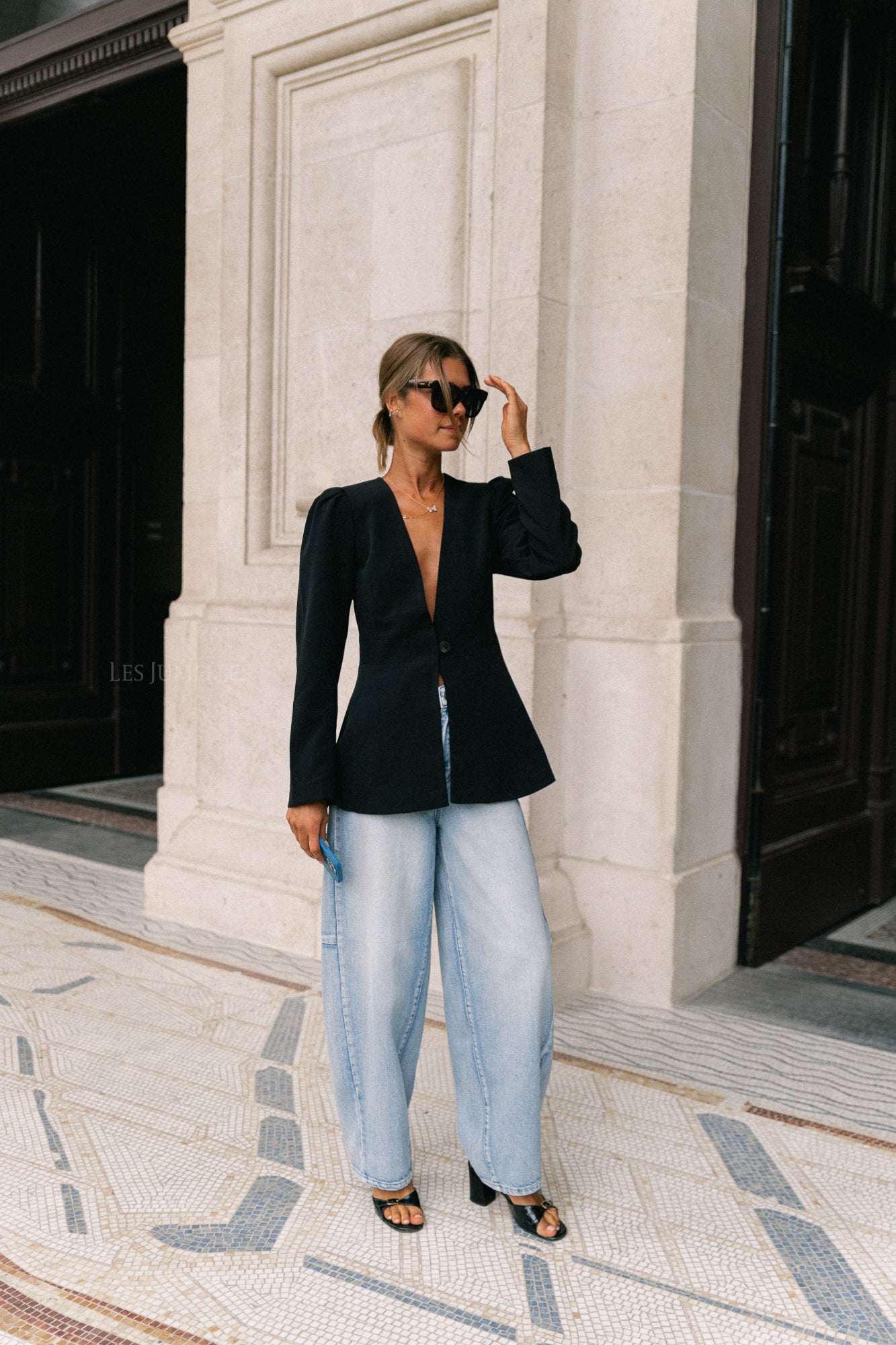 VIRasa LS cinched waist blazer black