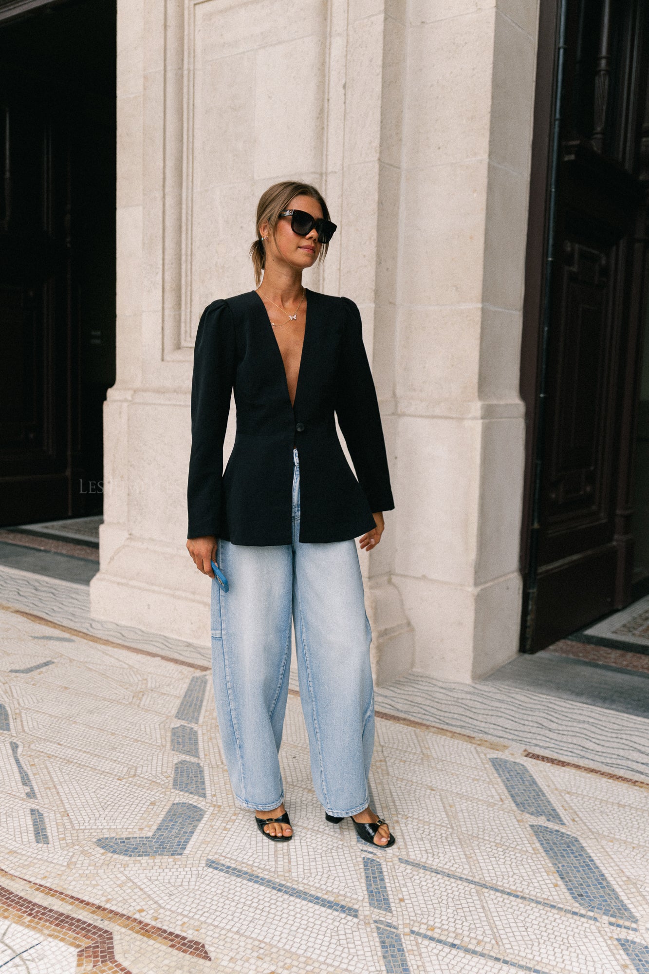 VIRasa LS cinched waist blazer black
