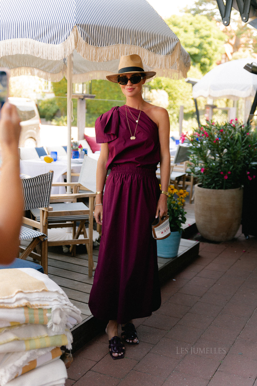 Britt one shoulder bow tie top burgundy