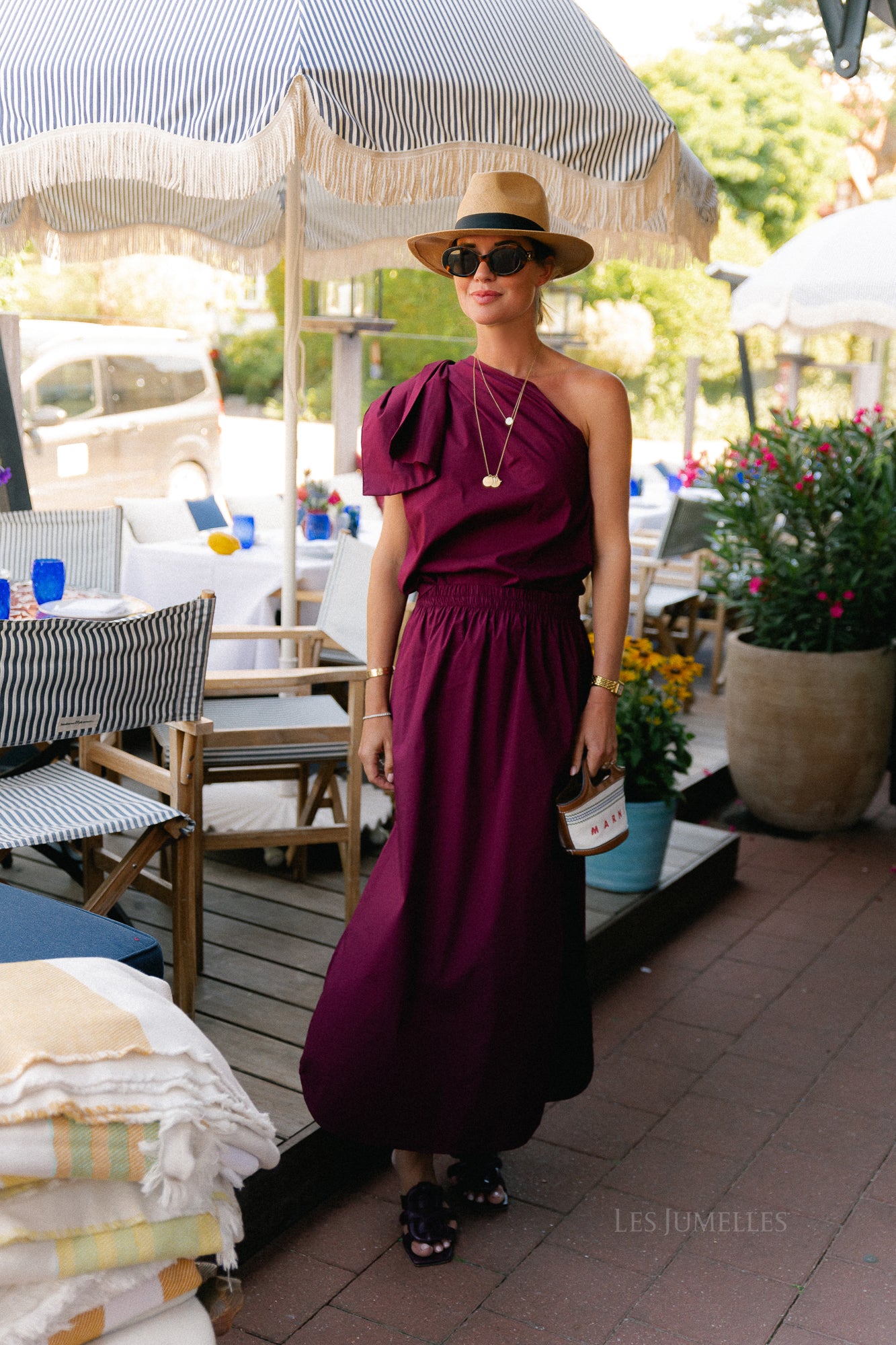 Britt one shoulder bow tie top burgundy