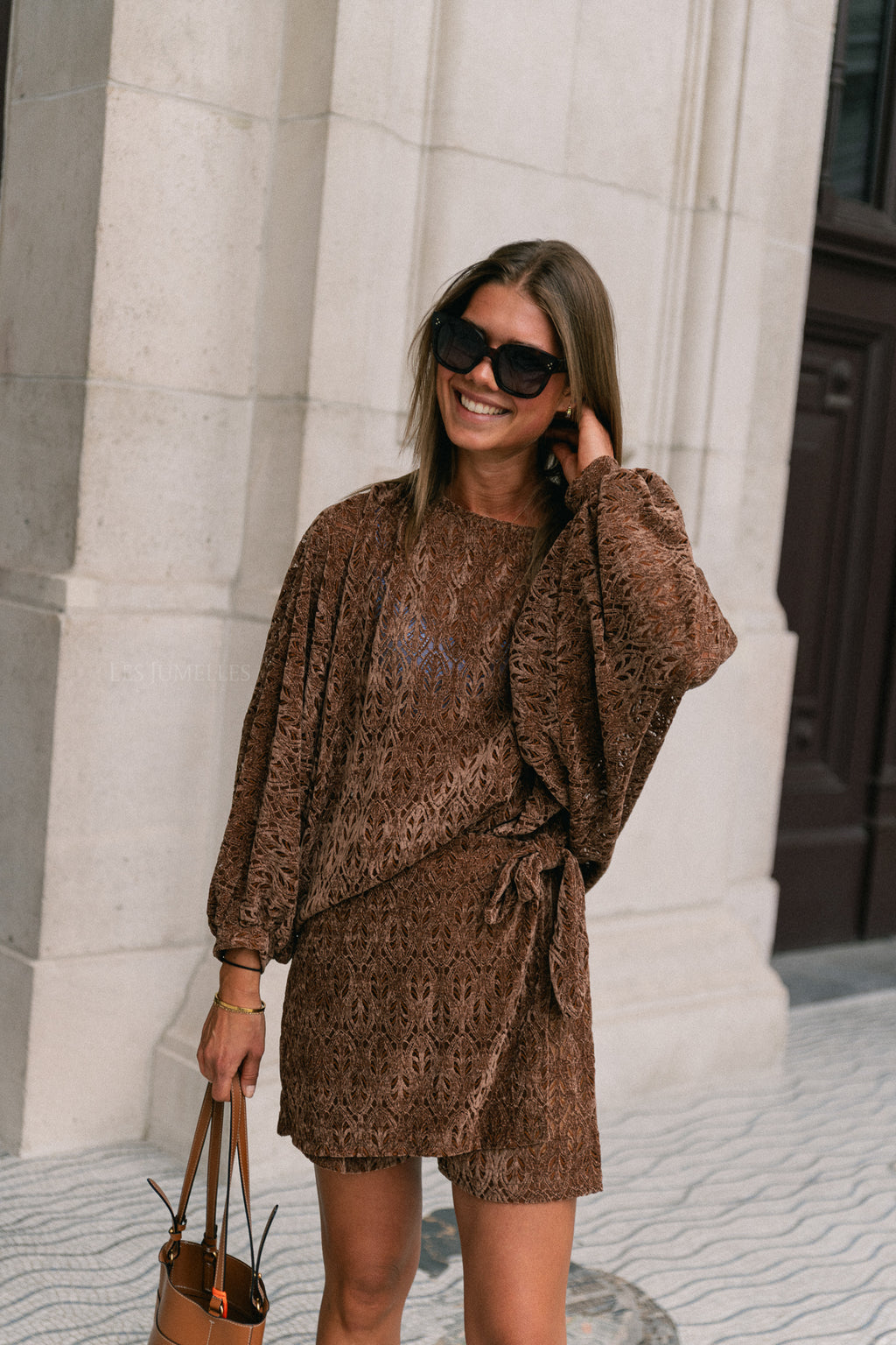 Noëlle velvet skort brown