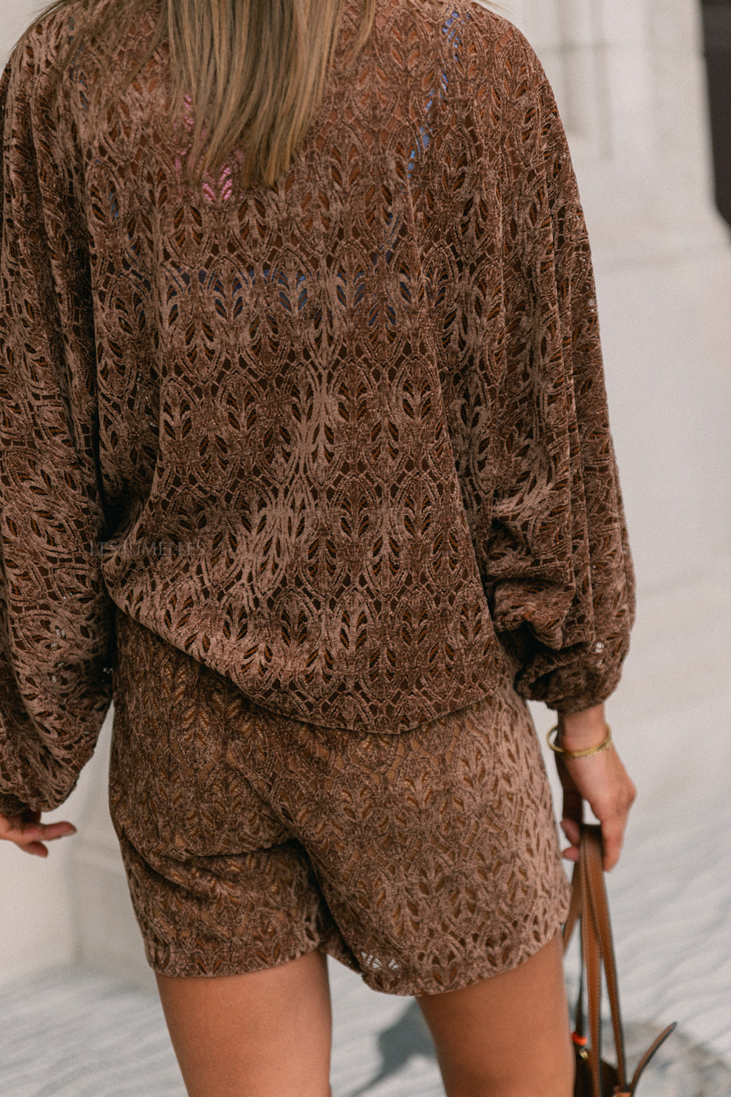 Noëlle velvet skort brown