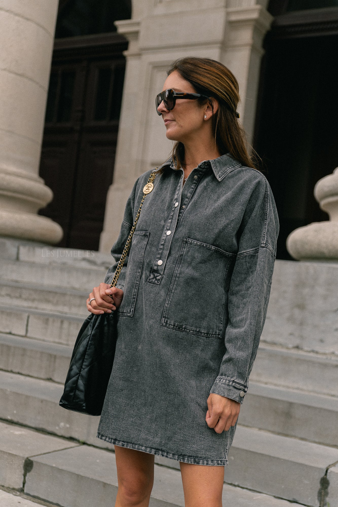 Jacky denim dress washed grey
