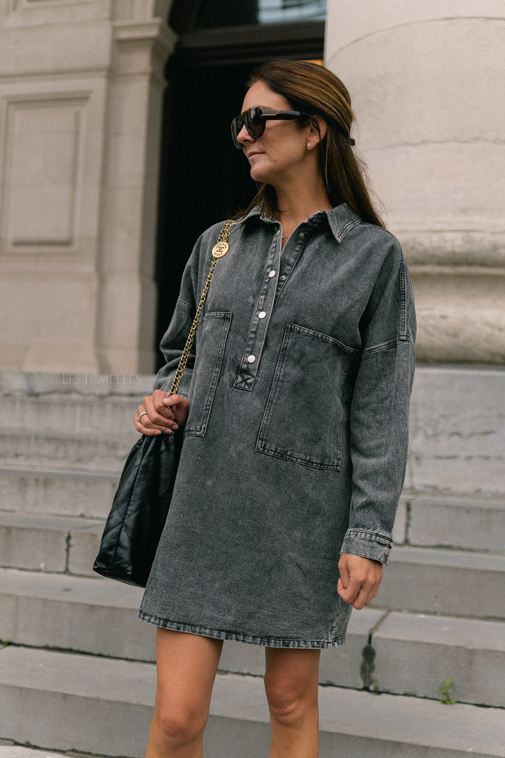 Jacky denim dress washed grey