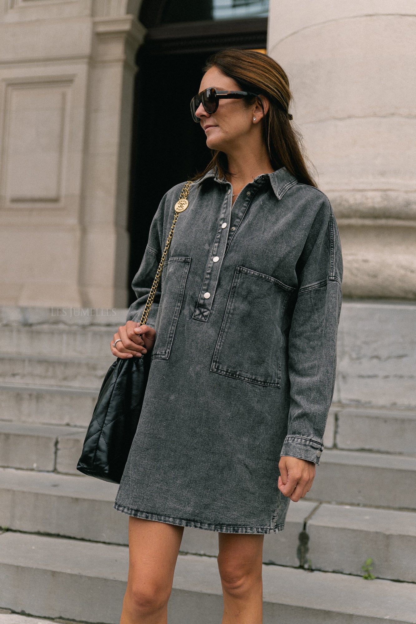 Jacky denim dress washed grey
