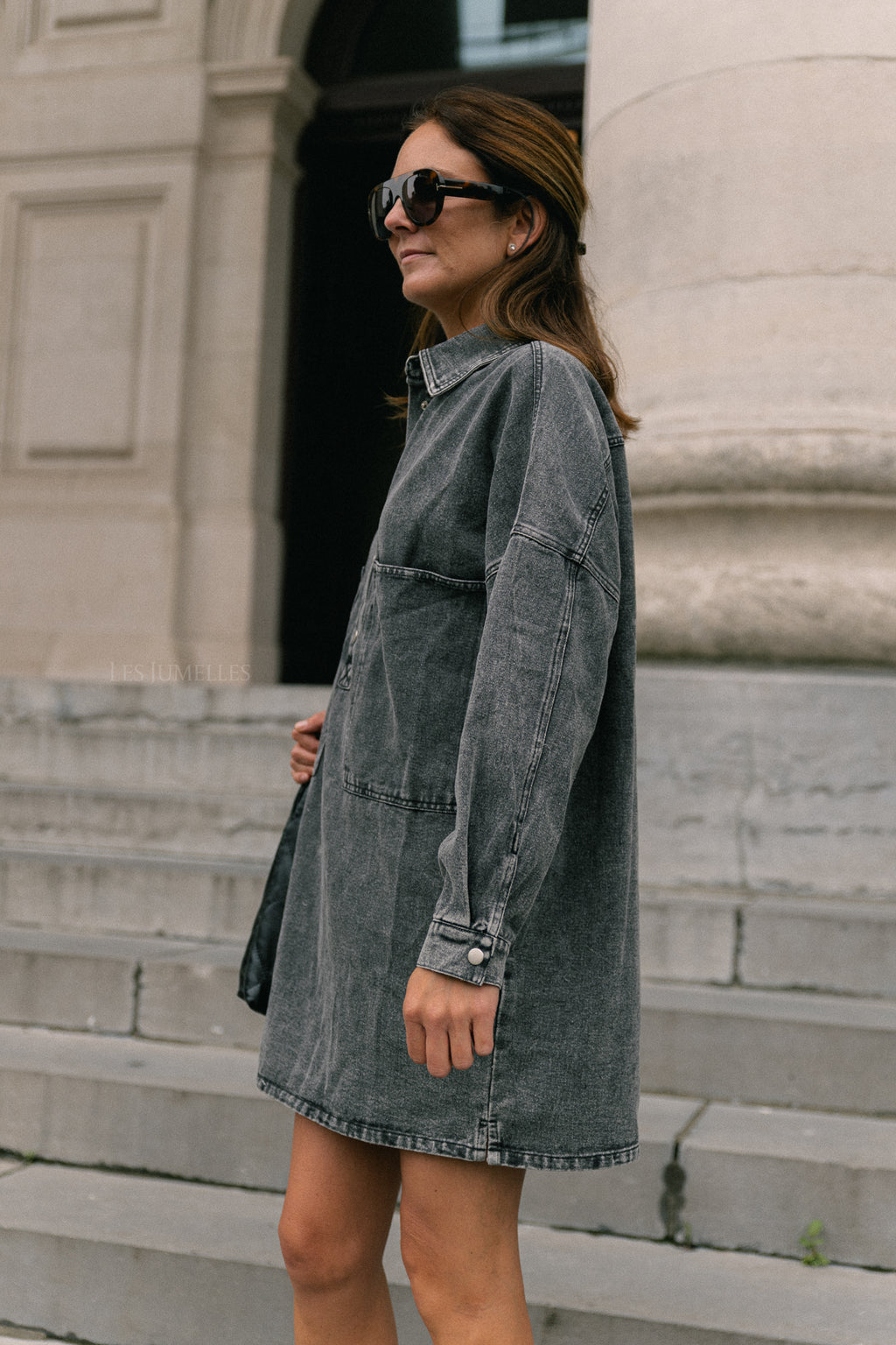 Jacky denim dress washed grey