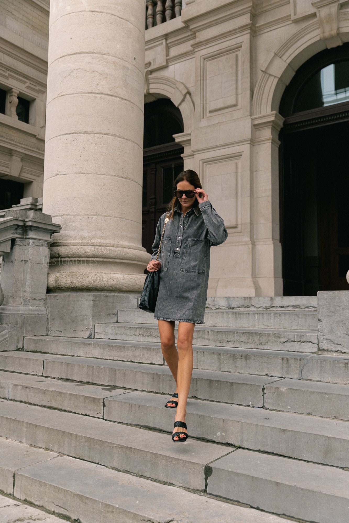 Jacky denim dress washed grey