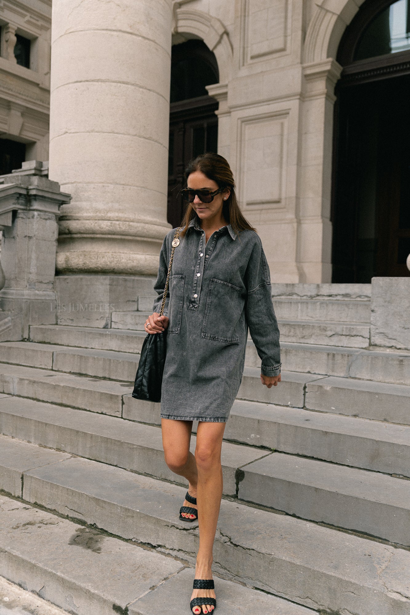Jacky denim dress washed grey