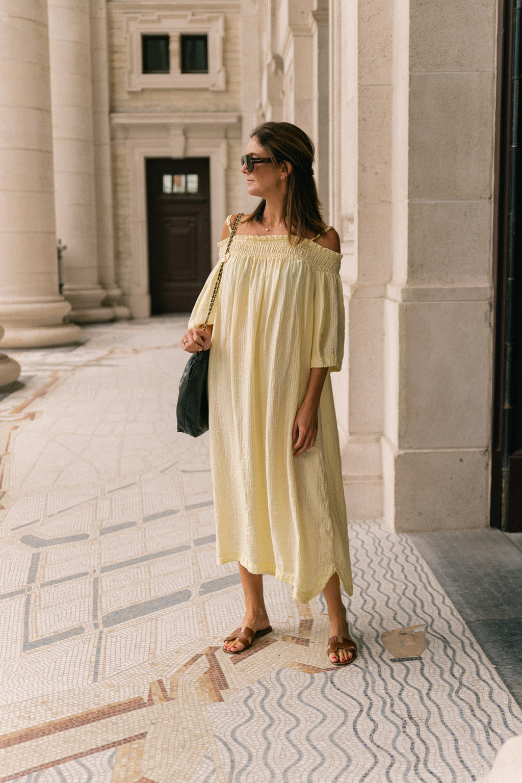 Judith Off-Shoulder-Kleid Hellgelb