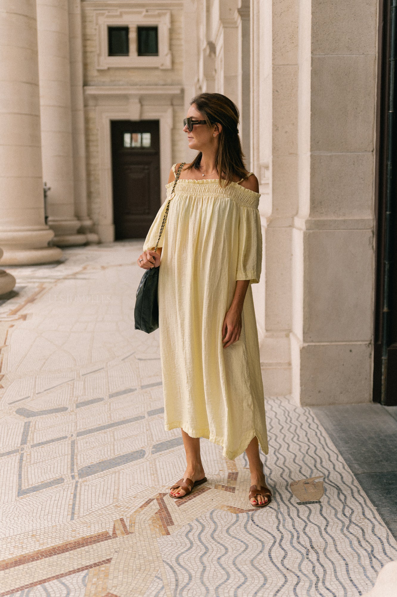 Judith Off-Shoulder-Kleid Hellgelb