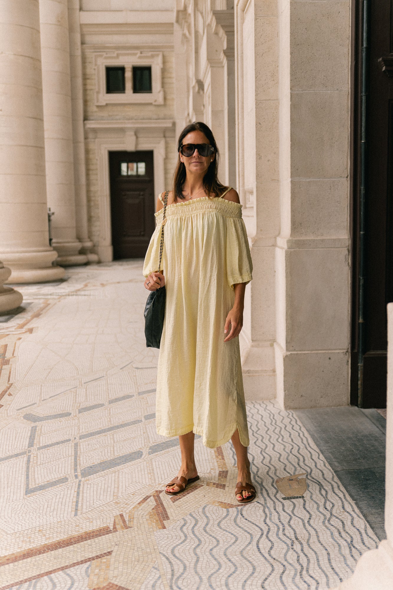 Judith Off-Shoulder-Kleid Hellgelb