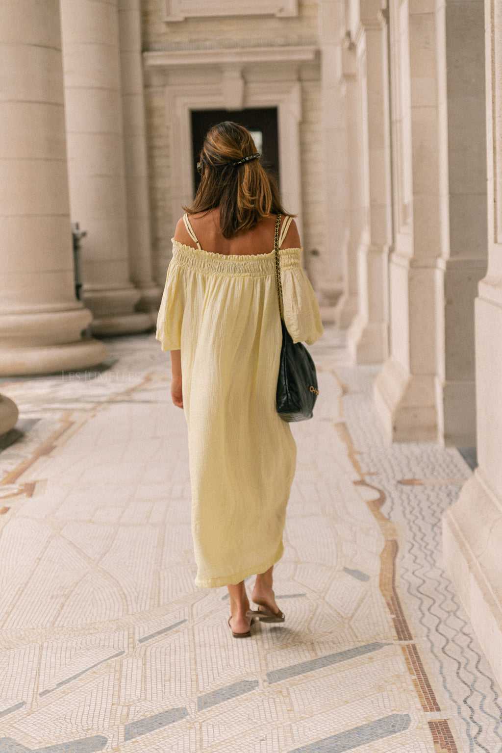 Judith Off-Shoulder-Kleid Hellgelb