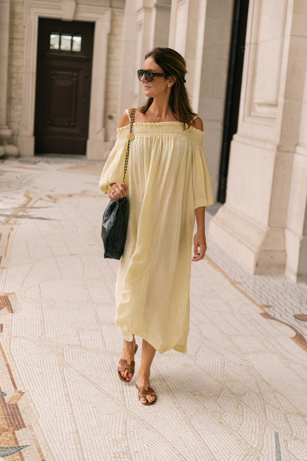 Judith Off-Shoulder-Kleid Hellgelb