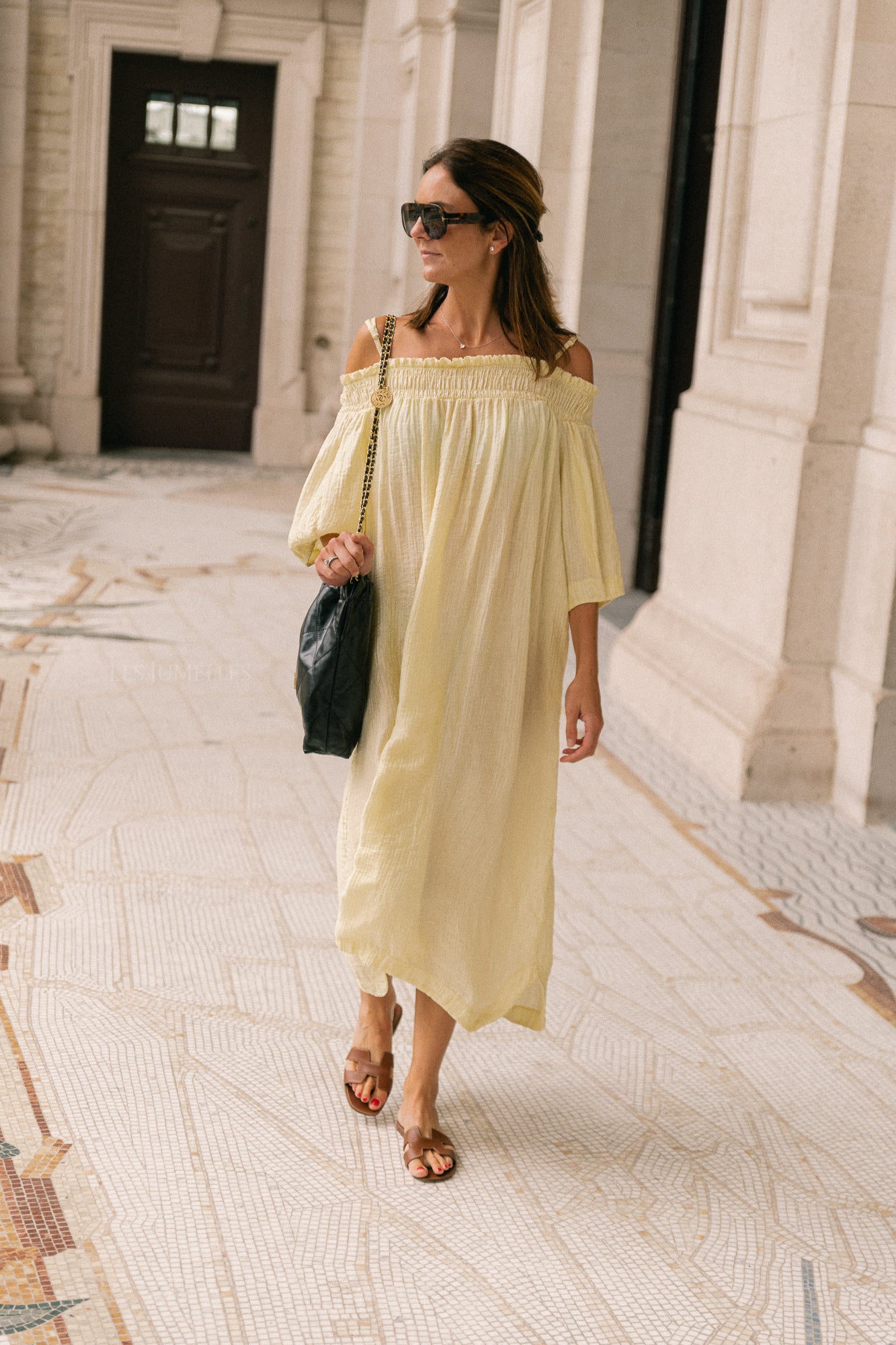Judith Off-Shoulder-Kleid Hellgelb