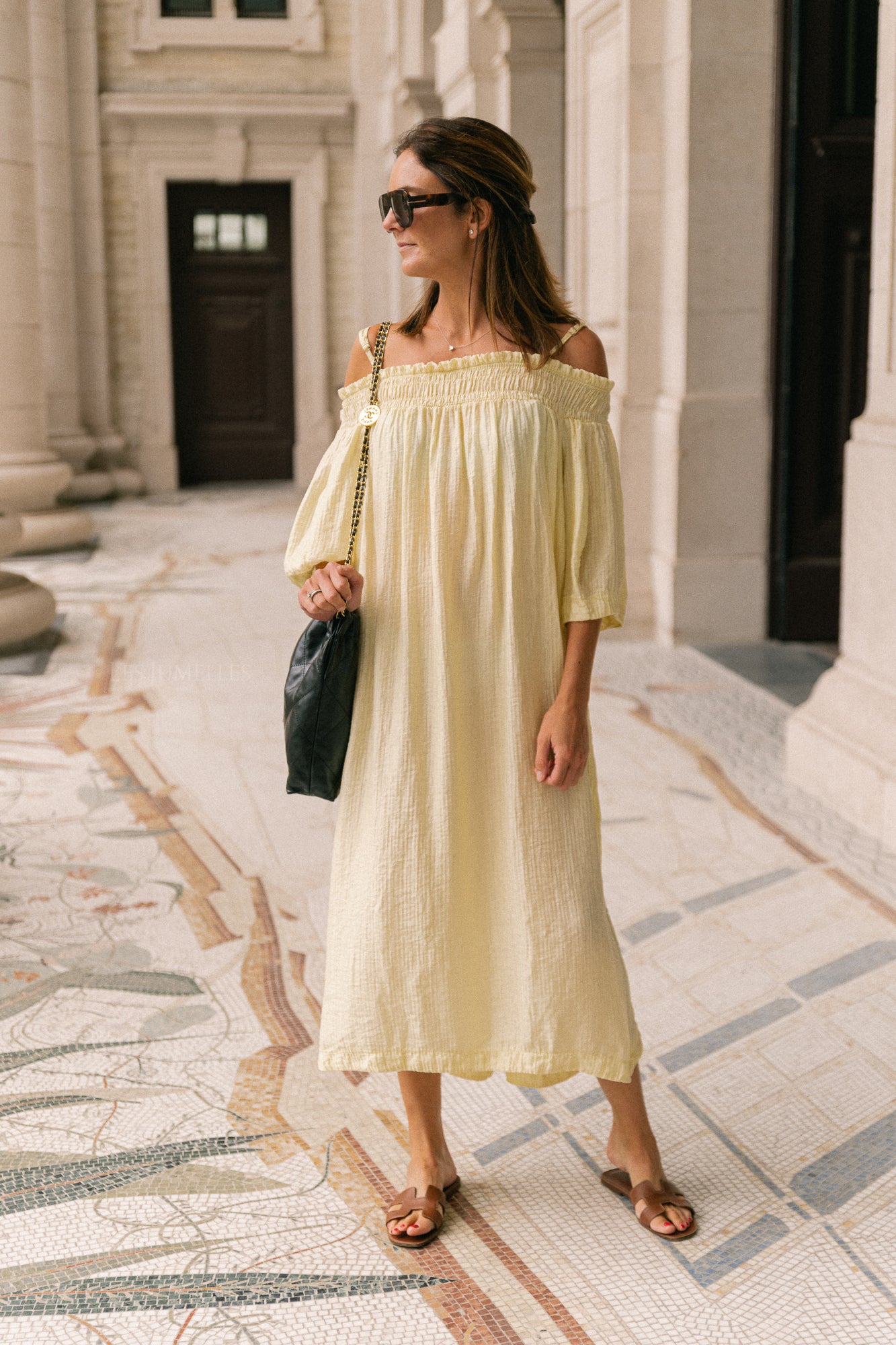 Judith Off-Shoulder-Kleid Hellgelb