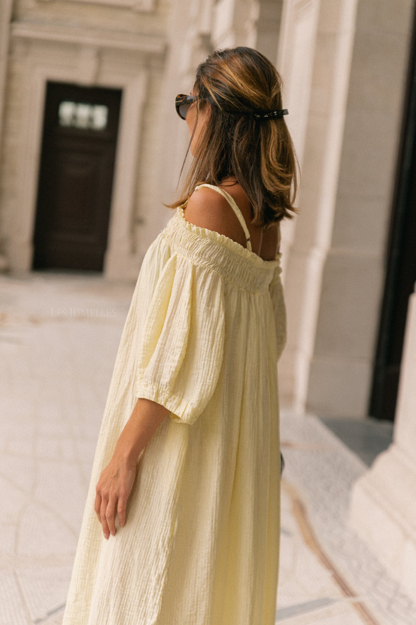 Judith Off-Shoulder-Kleid Hellgelb